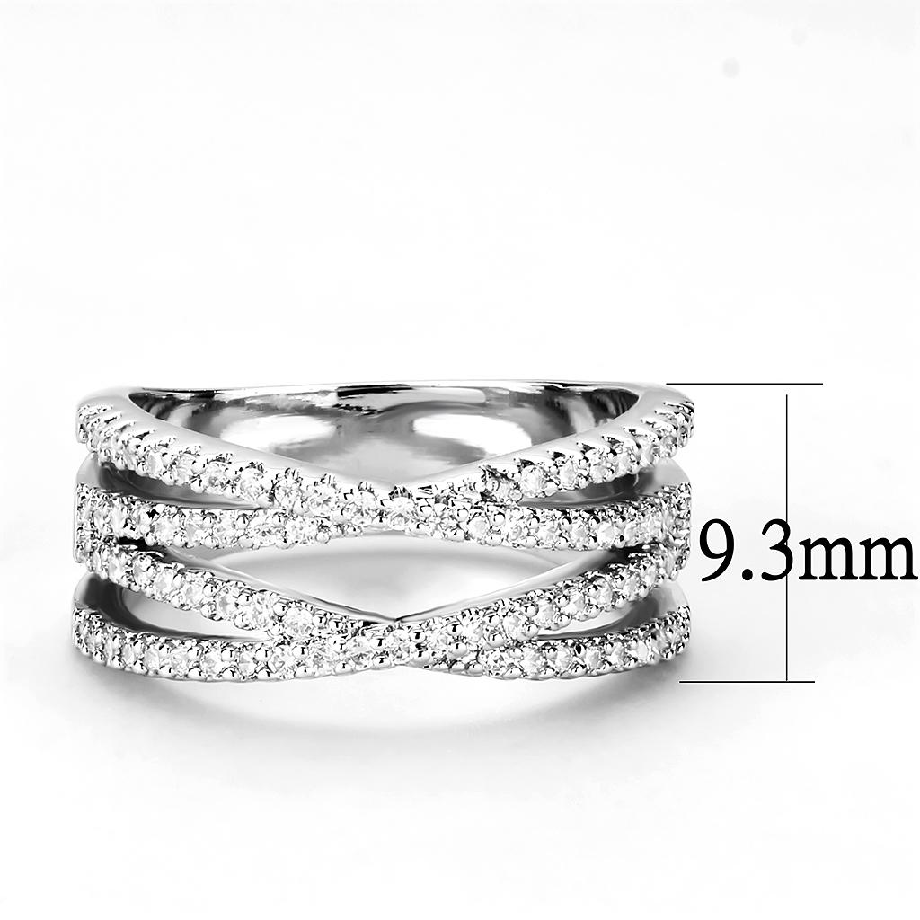 MA3W1450 - Rhodium Brass Ring with AAA Grade CZ  in Clear