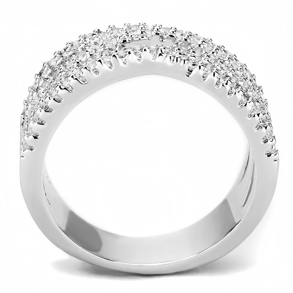 MA3W1450 - Rhodium Brass Ring with AAA Grade CZ  in Clear