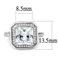 MA3W1451 - Rhodium Brass Ring with AAA Grade CZ  in Clear