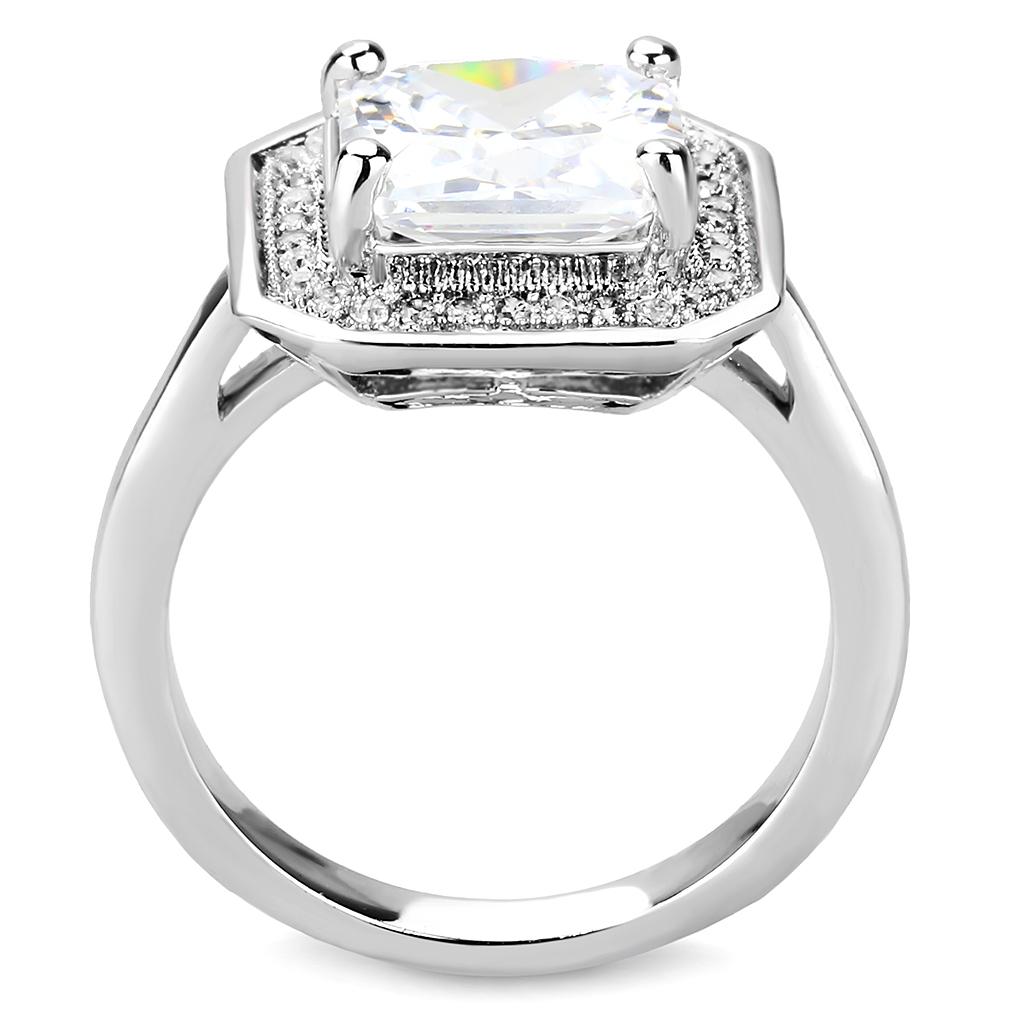 MA3W1451 - Rhodium Brass Ring with AAA Grade CZ  in Clear