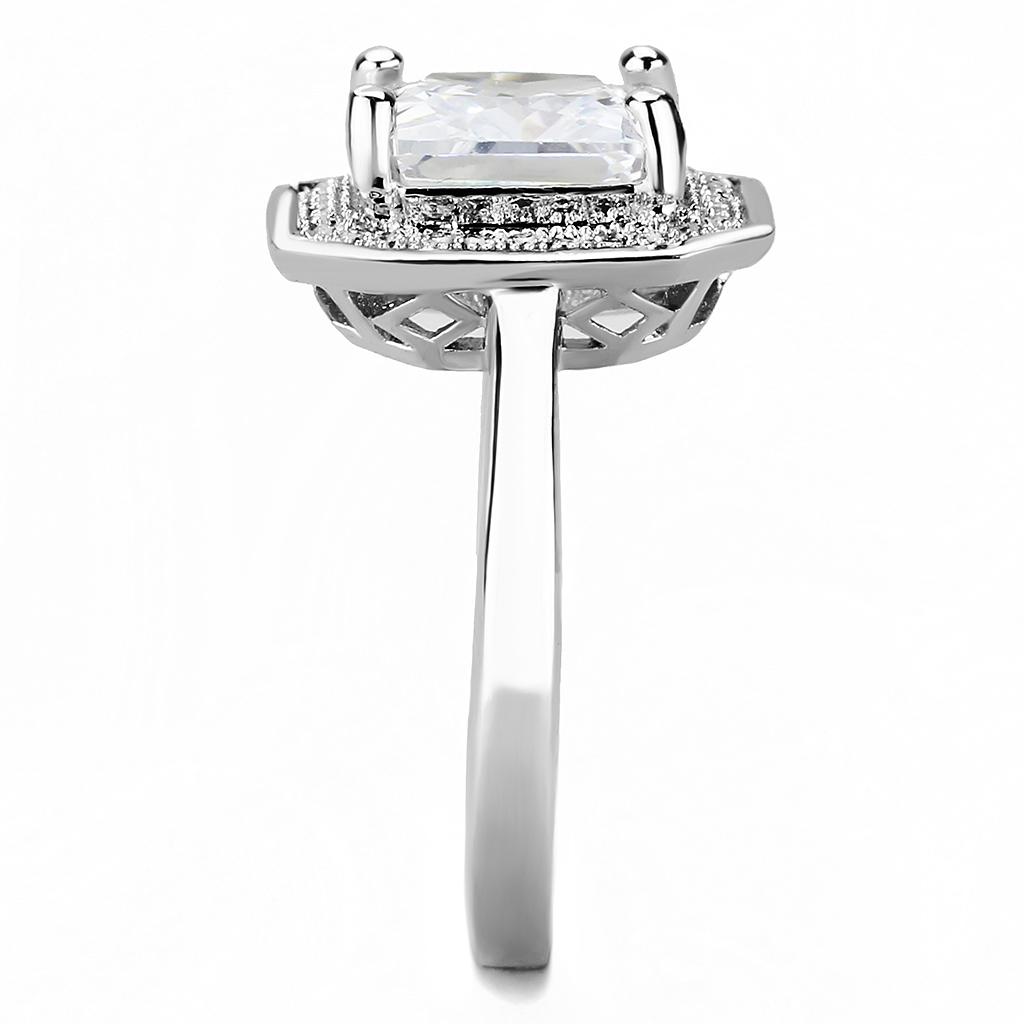 MA3W1451 - Rhodium Brass Ring with AAA Grade CZ  in Clear