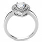 MA3W1453 - Rhodium Brass Ring with AAA Grade CZ  in Clear