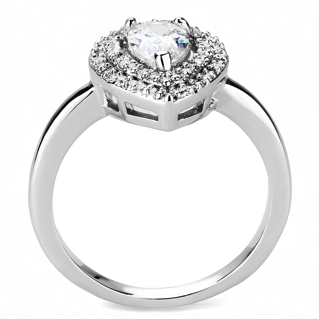 MA3W1453 - Rhodium Brass Ring with AAA Grade CZ  in Clear