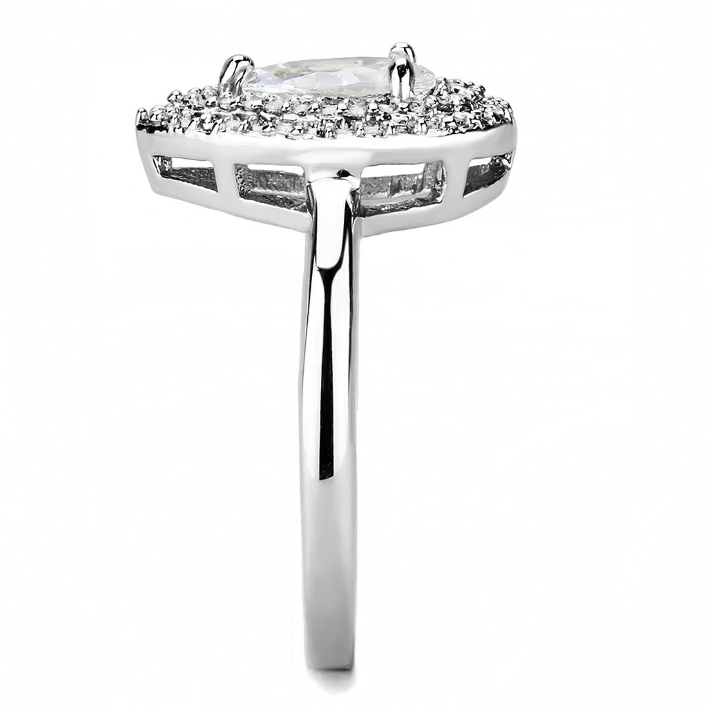 MA3W1453 - Rhodium Brass Ring with AAA Grade CZ  in Clear