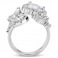 MA3W1454 - Rhodium Brass Ring with AAA Grade CZ  in Clear