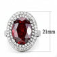 MA3W1455 - Rhodium Brass Ring with AAA Grade CZ  in Garnet