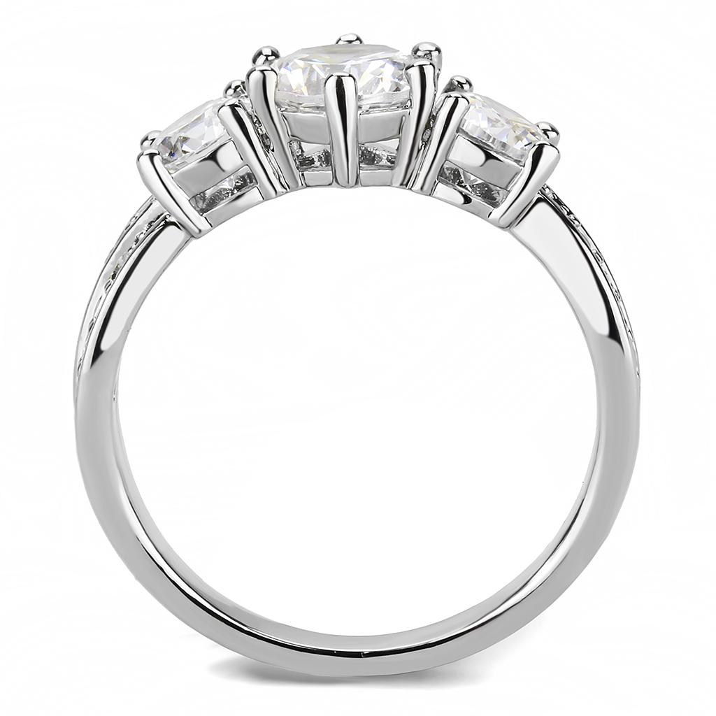 MA3W1456 - Rhodium Brass Ring with AAA Grade CZ  in Clear