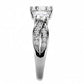 MA3W1456 - Rhodium Brass Ring with AAA Grade CZ  in Clear