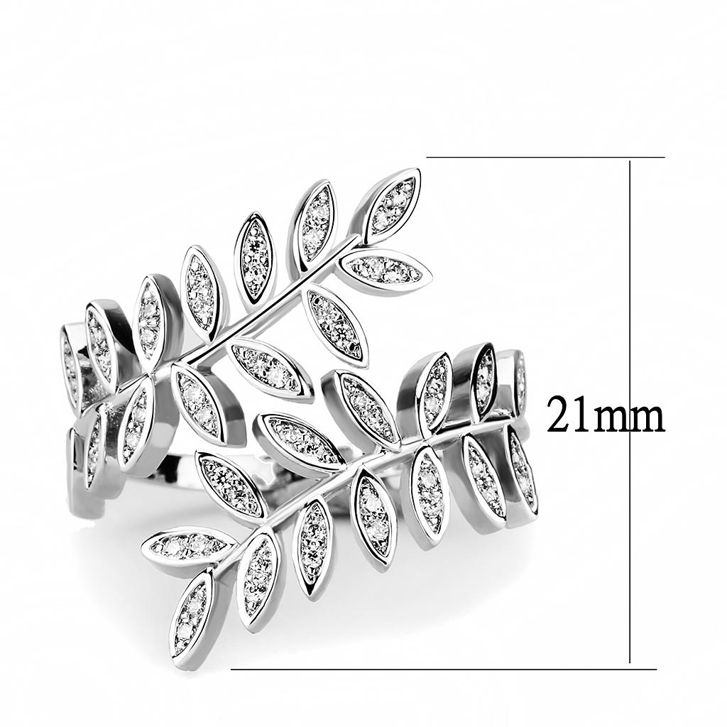 MA3W1457 - Rhodium Brass Ring with AAA Grade CZ  in Clear