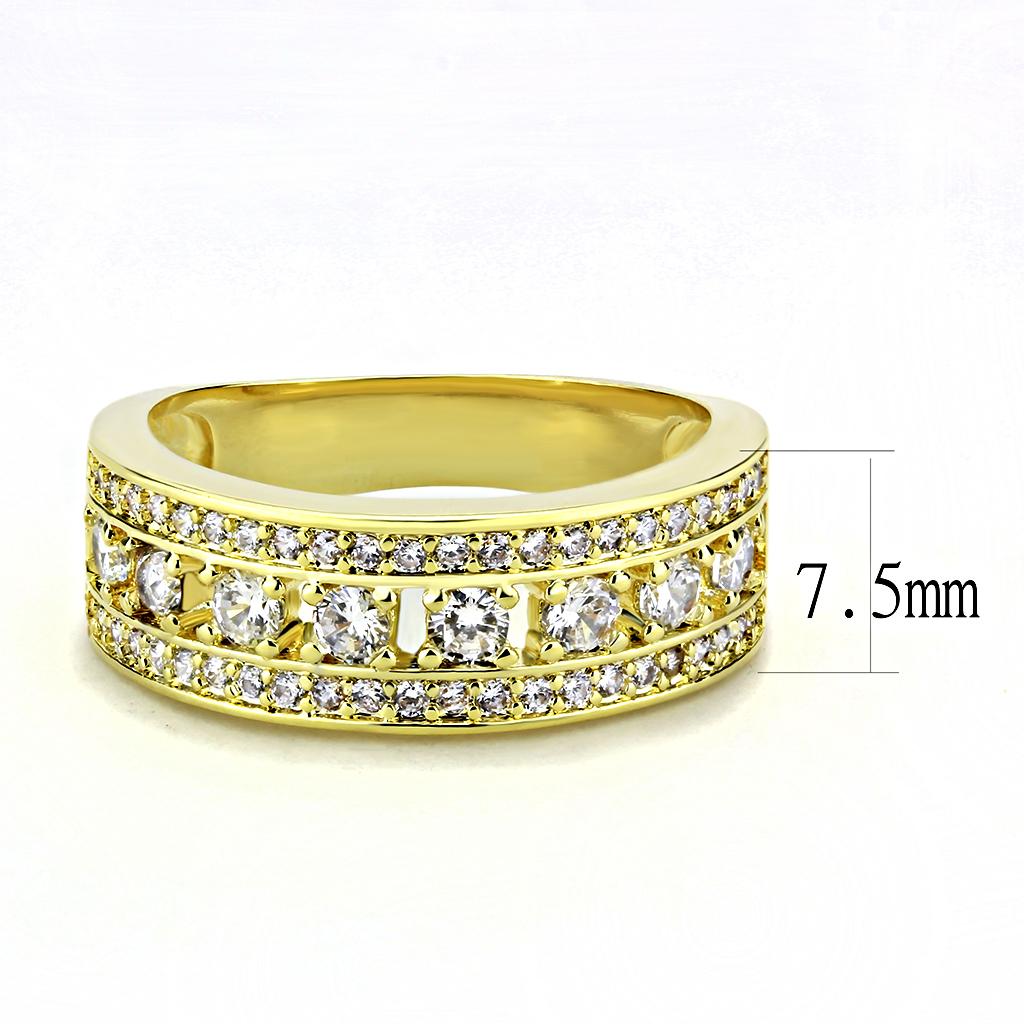 MA3W1459 - Gold Brass Ring with AAA Grade CZ  in Clear