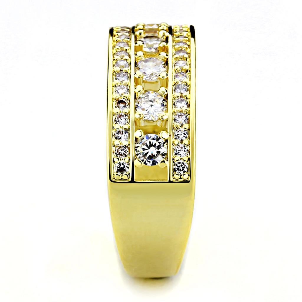 MA3W1459 - Gold Brass Ring with AAA Grade CZ  in Clear