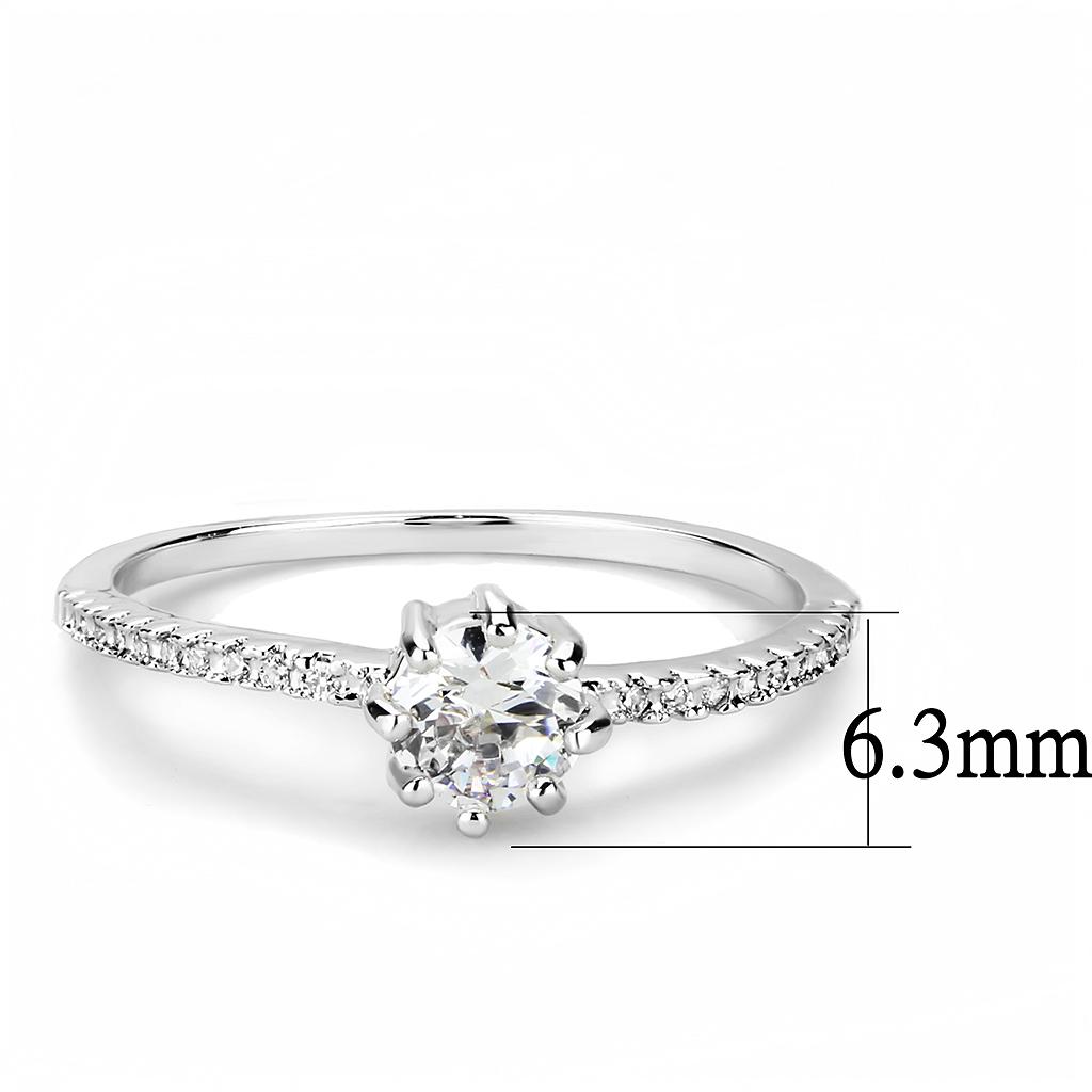 MA3W1460 - Rhodium Brass Ring with AAA Grade CZ  in Clear