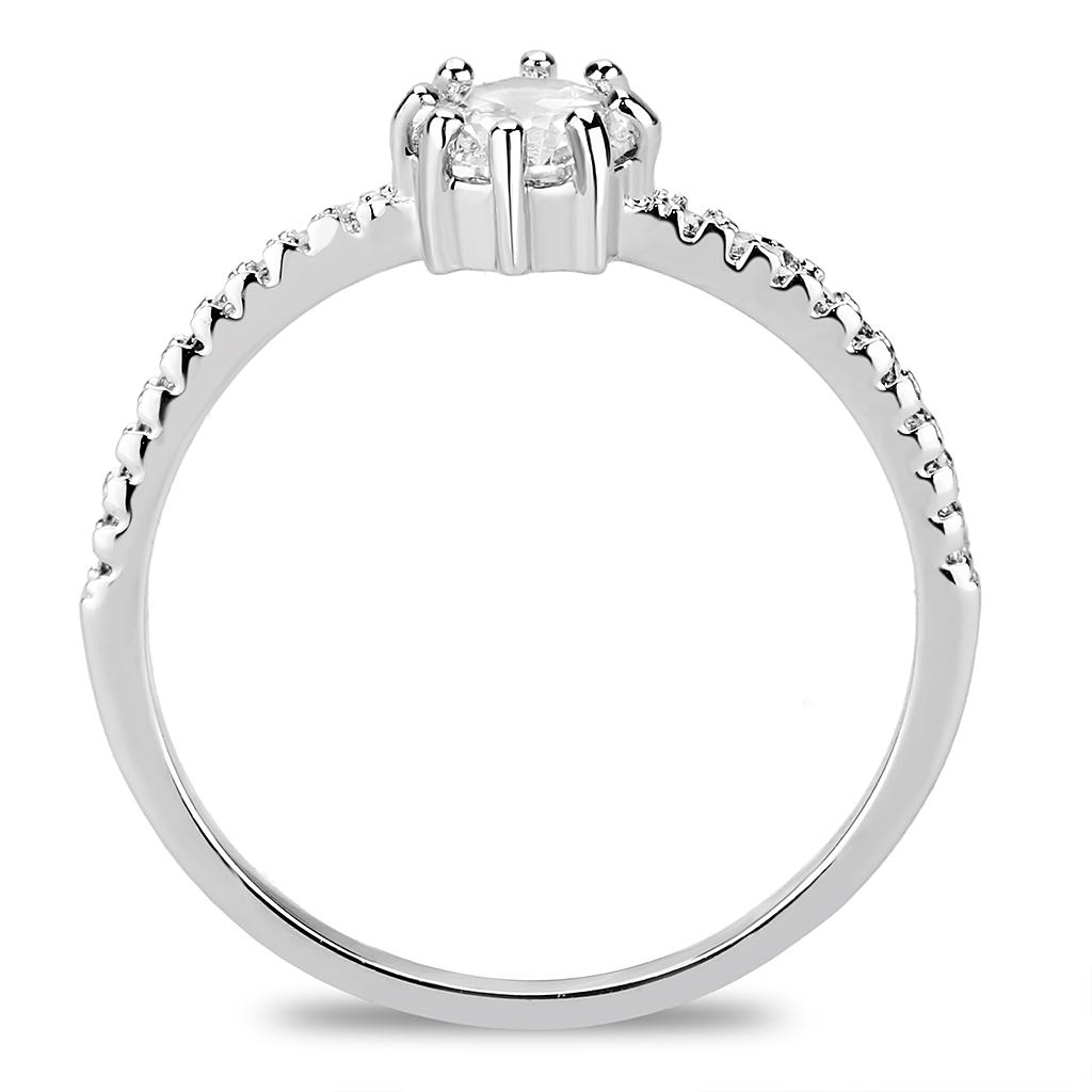 MA3W1460 - Rhodium Brass Ring with AAA Grade CZ  in Clear