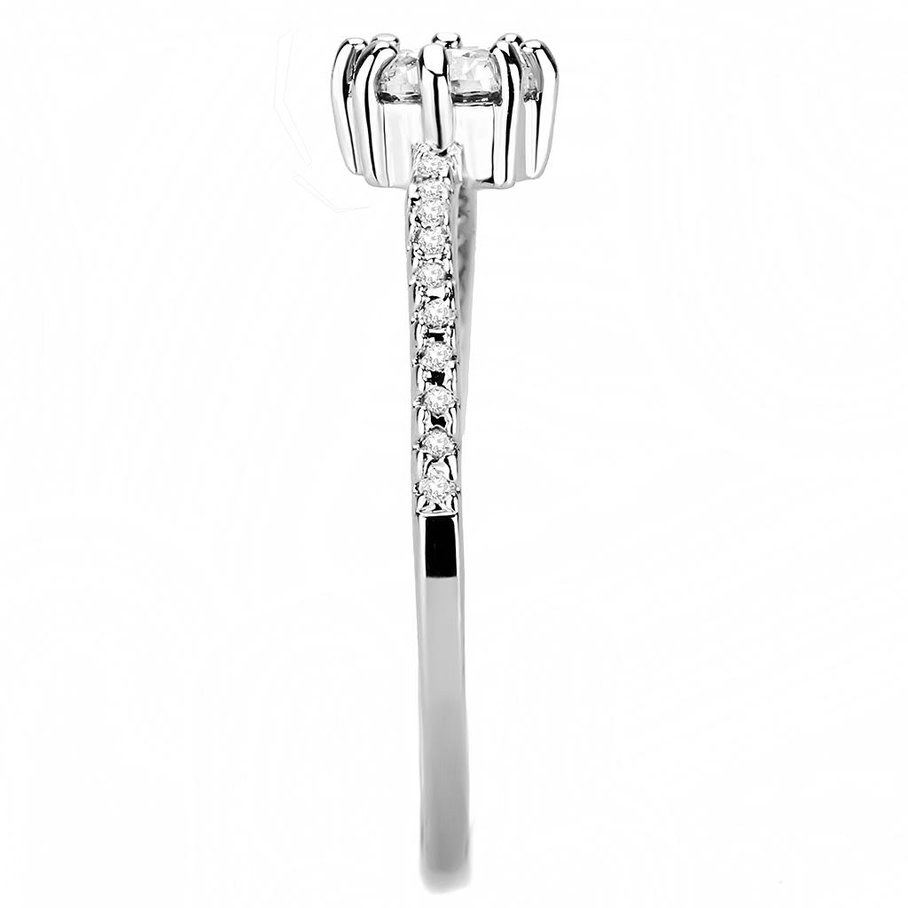 MA3W1460 - Rhodium Brass Ring with AAA Grade CZ  in Clear