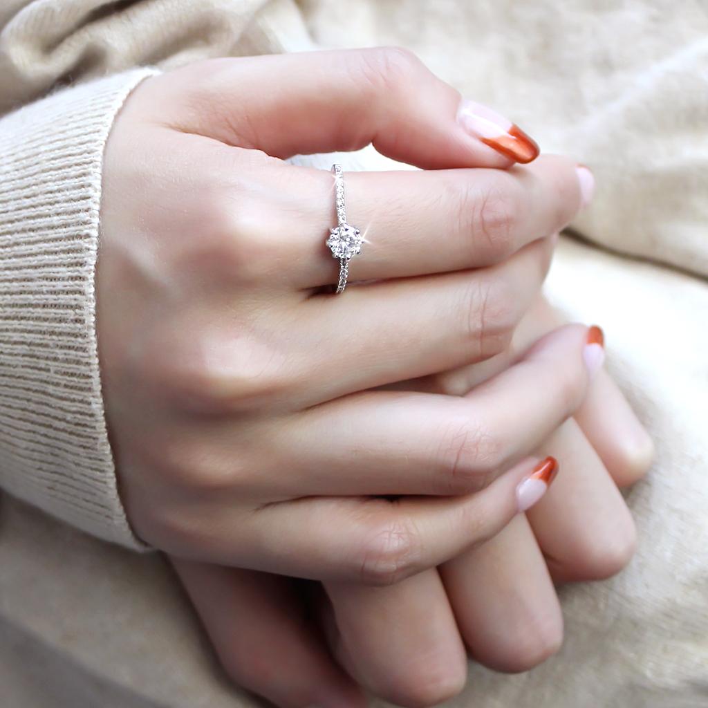 MA3W1460 - Rhodium Brass Ring with AAA Grade CZ  in Clear