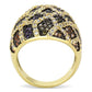 MA3W1461 - Gold+Ruthenium Brass Ring with AAA Grade CZ  in Multi Color
