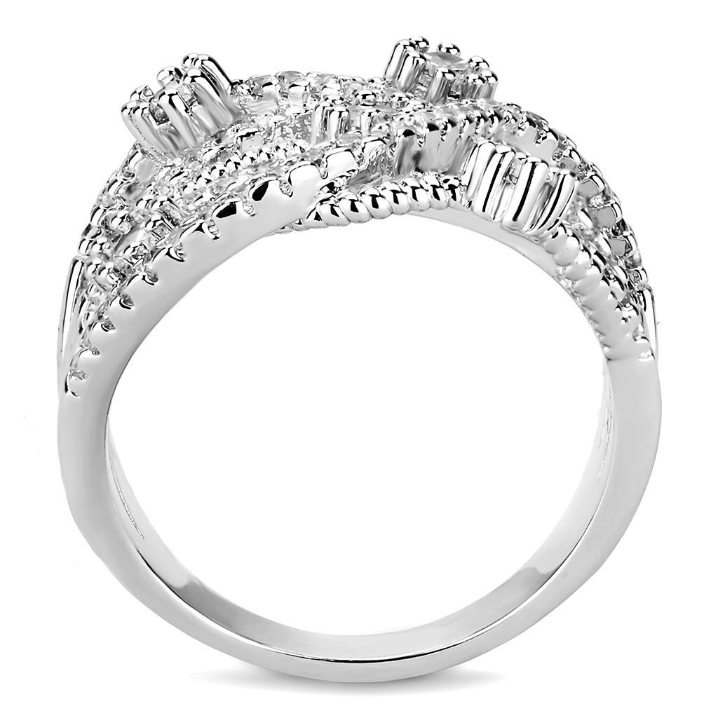 MA3W1463 - Rhodium Brass Ring with AAA Grade CZ  in Clear