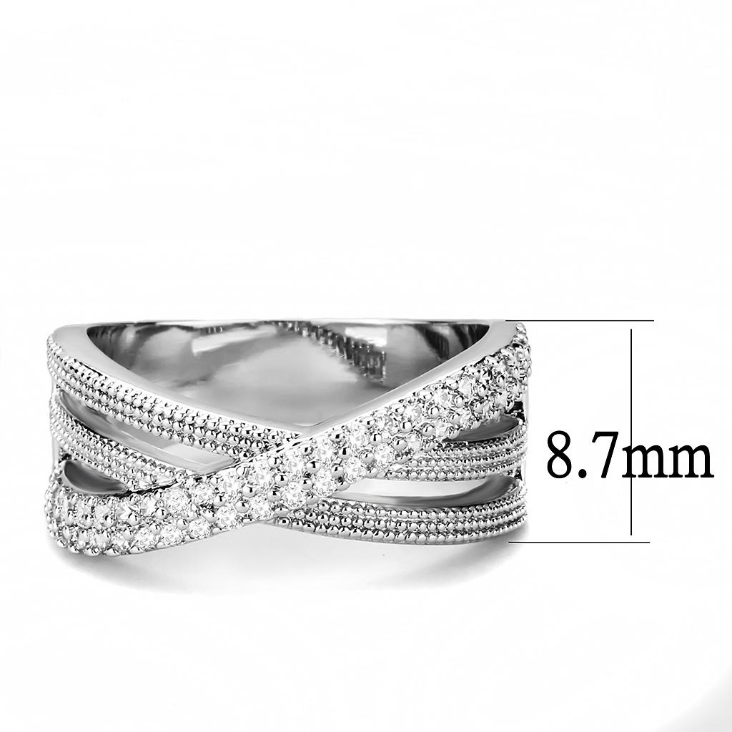 MA3W1464 - Rhodium Brass Ring with AAA Grade CZ  in Clear