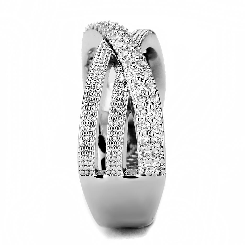 MA3W1464 - Rhodium Brass Ring with AAA Grade CZ  in Clear