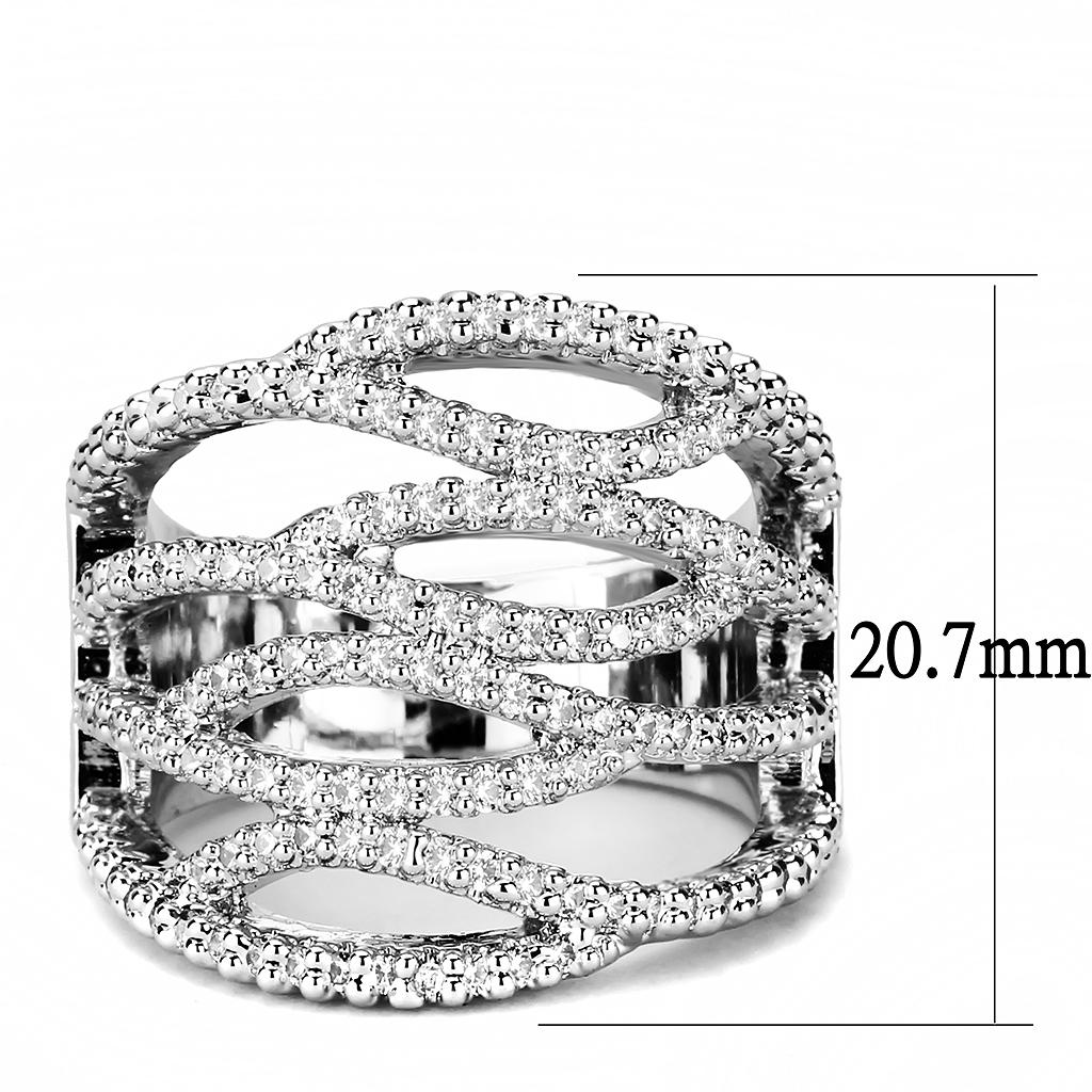 MA3W1465 - Rhodium Brass Ring with AAA Grade CZ  in Clear