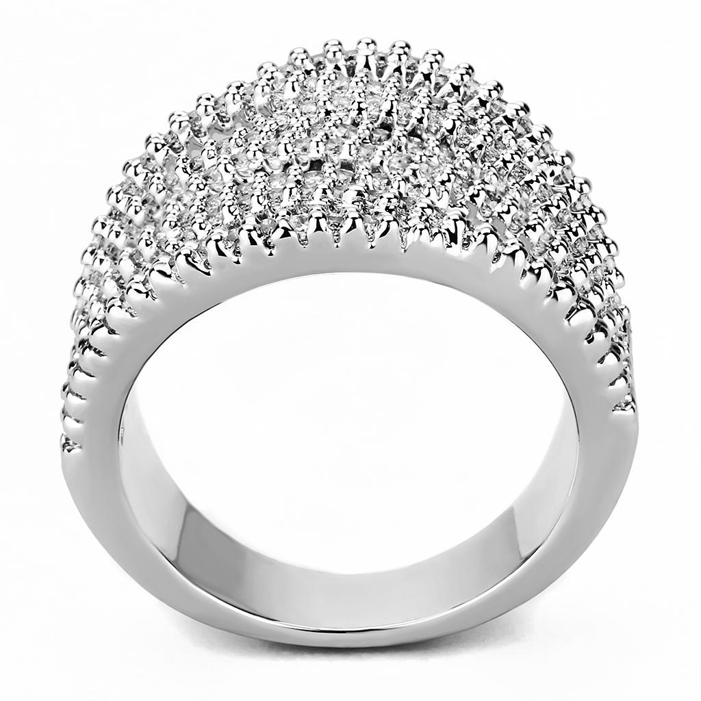 MA3W1465 - Rhodium Brass Ring with AAA Grade CZ  in Clear