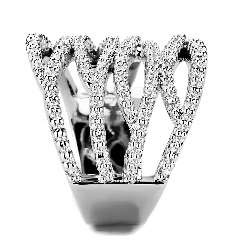 MA3W1465 - Rhodium Brass Ring with AAA Grade CZ  in Clear