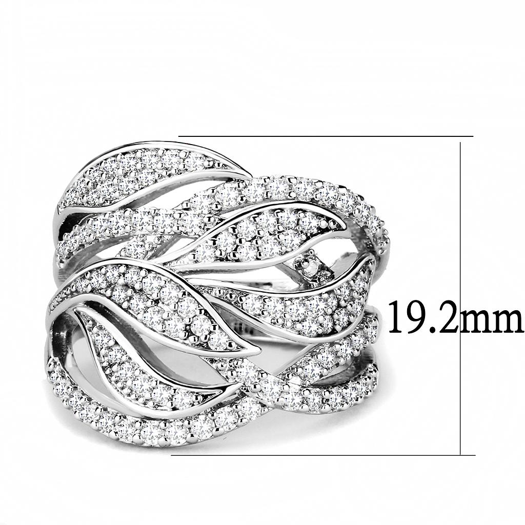 MA3W1466 - Rhodium Brass Ring with AAA Grade CZ  in Clear