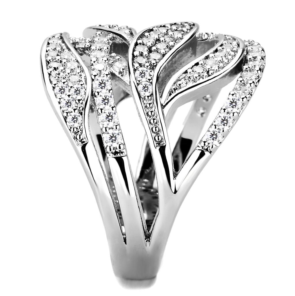 MA3W1466 - Rhodium Brass Ring with AAA Grade CZ  in Clear