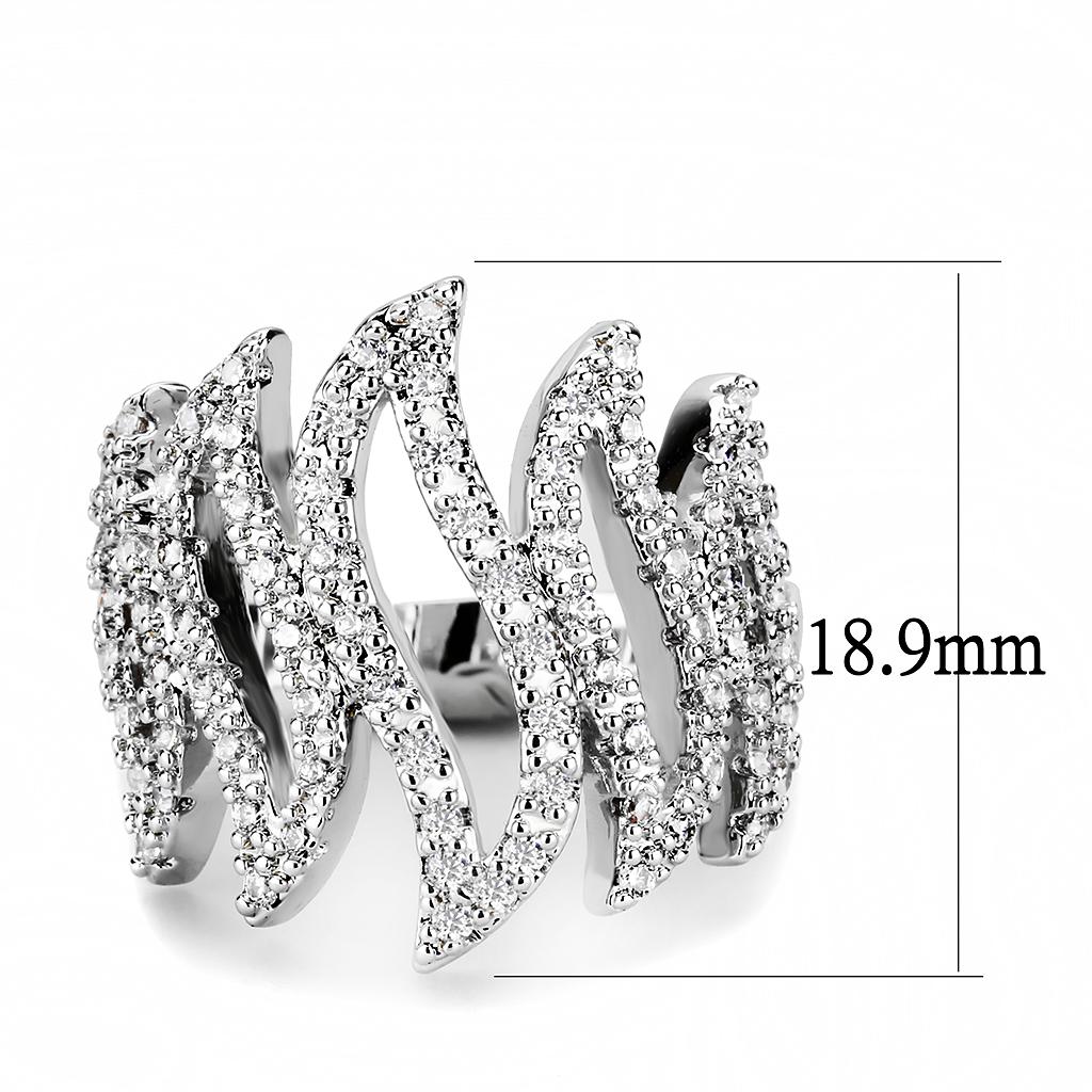 MA3W1467 - Rhodium Brass Ring with AAA Grade CZ  in Clear