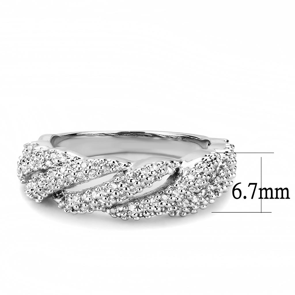MA3W1468 - Rhodium Brass Ring with AAA Grade CZ  in Clear