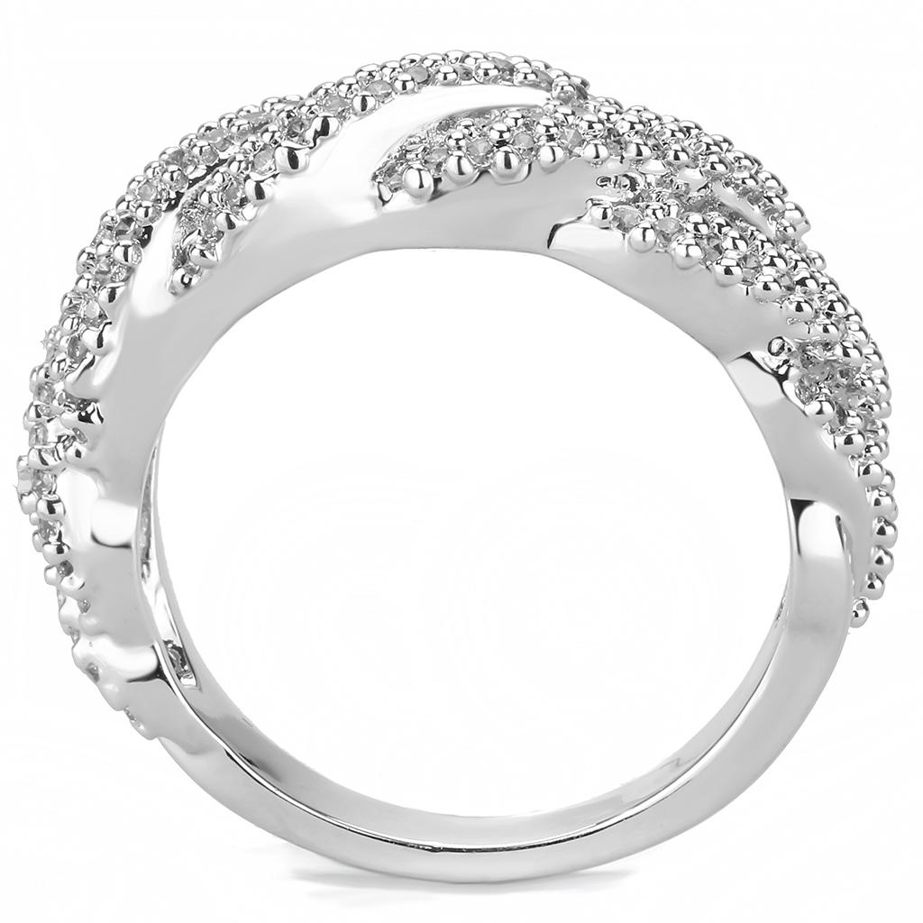 MA3W1468 - Rhodium Brass Ring with AAA Grade CZ  in Clear