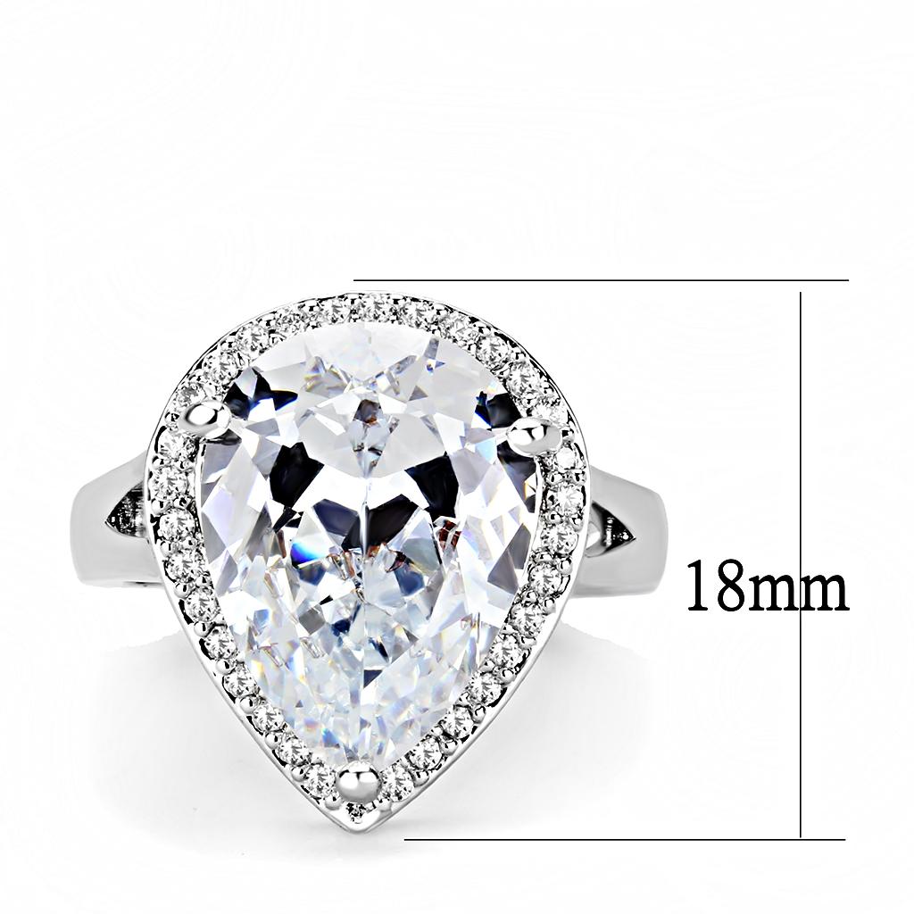 MA3W1469 - Rhodium Brass Ring with AAA Grade CZ  in Clear