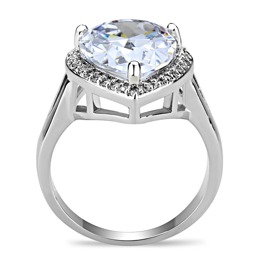 MA3W1469 - Rhodium Brass Ring with AAA Grade CZ  in Clear