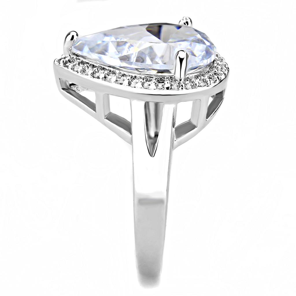 MA3W1469 - Rhodium Brass Ring with AAA Grade CZ  in Clear