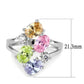MAJean Cocktail Ring - Rhodium Brass, AAA CZ , Multi Color - 3W1474