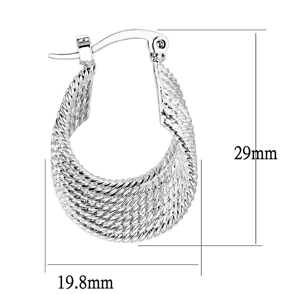MA3W1476 - Rhodium Brass Earrings with No Stone