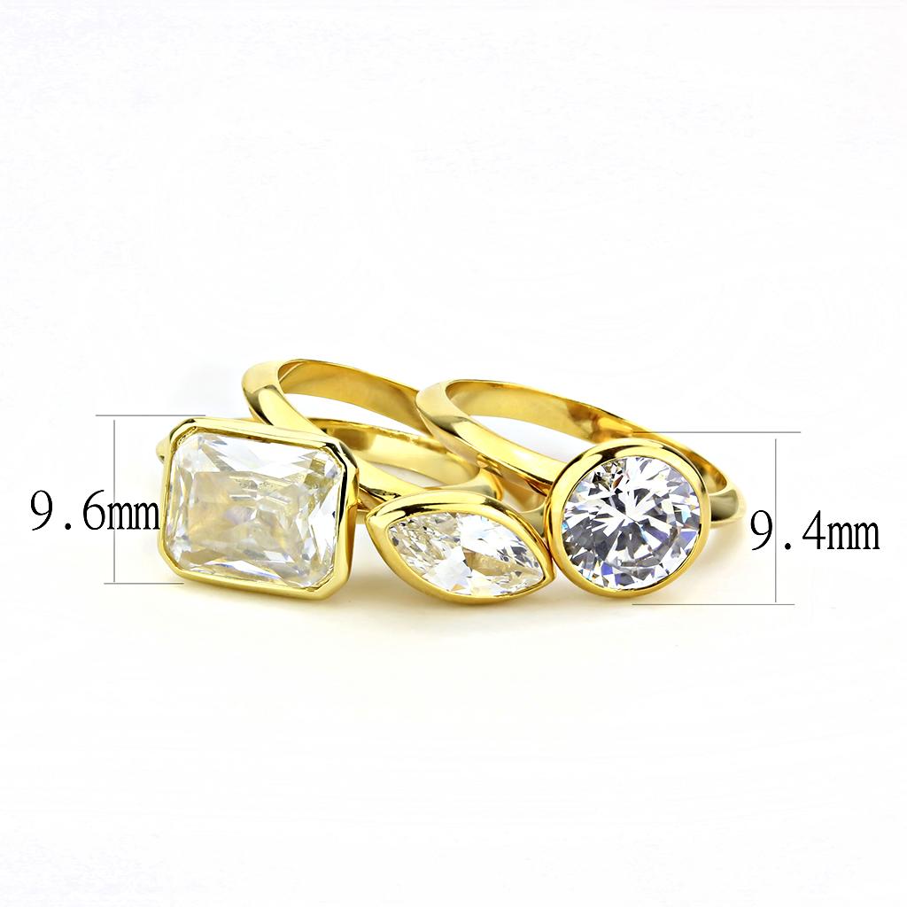MA3W1482 - Gold Brass Ring with AAA Grade CZ  in Clear