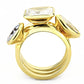 MA3W1482 - Gold Brass Ring with AAA Grade CZ  in Clear