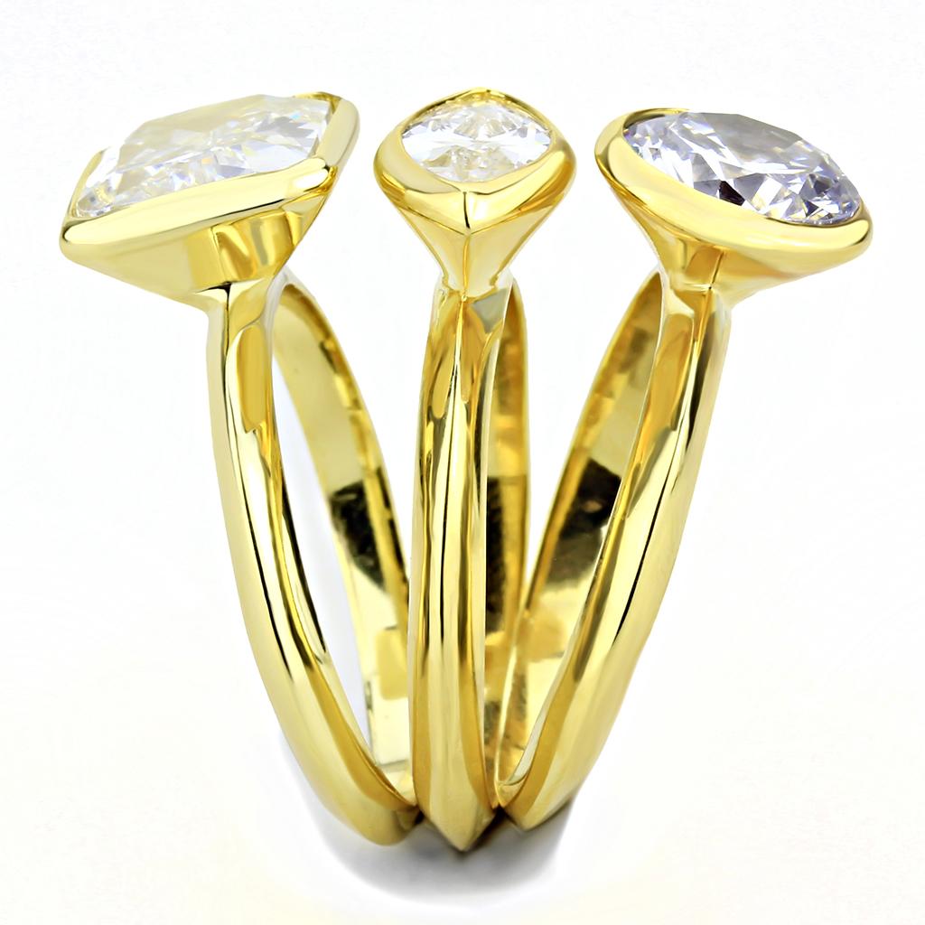 MA3W1482 - Gold Brass Ring with AAA Grade CZ  in Clear