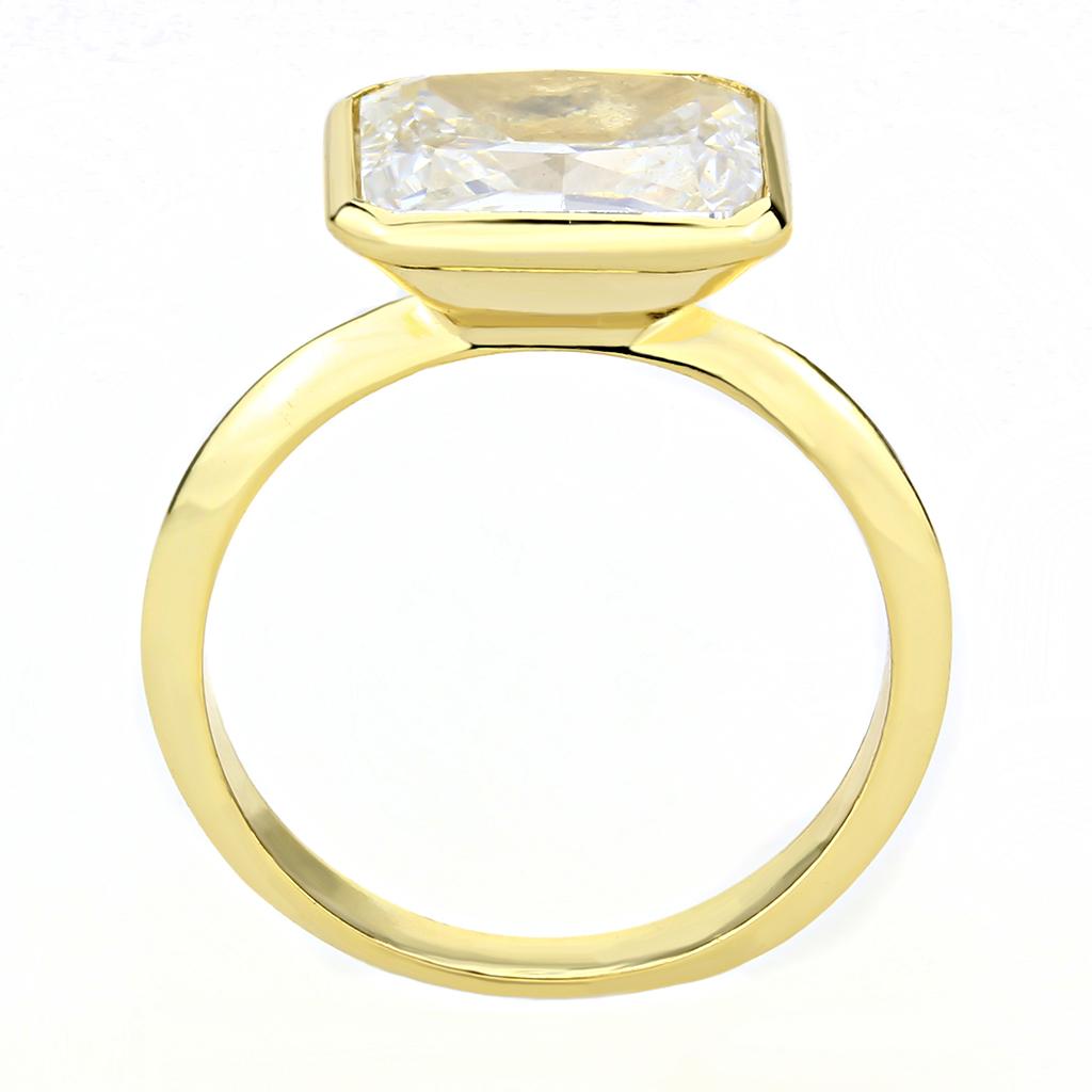 MA3W1483 - Gold Brass Ring with AAA Grade CZ  in Clear