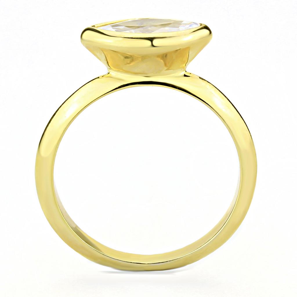 MA3W1484 - Gold Brass Ring with AAA Grade CZ  in Clear
