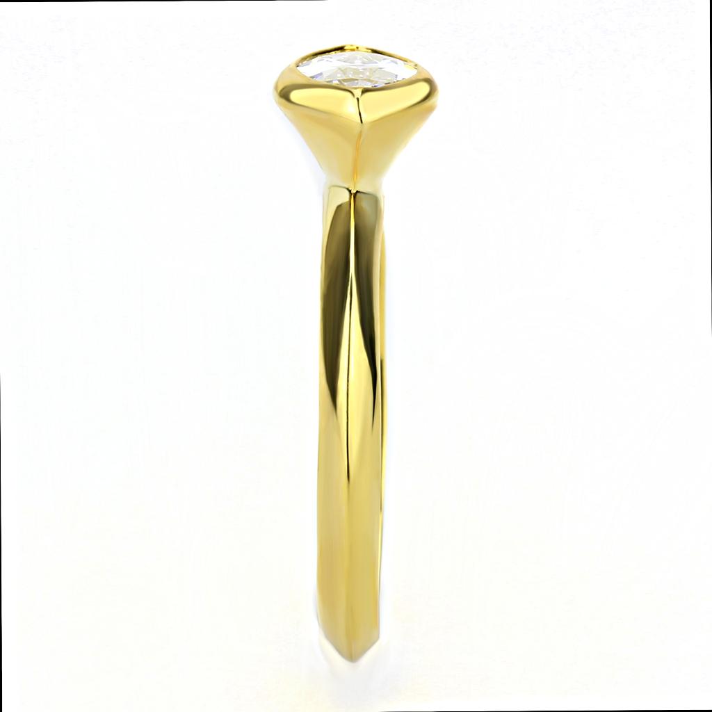 MA3W1484 - Gold Brass Ring with AAA Grade CZ  in Clear