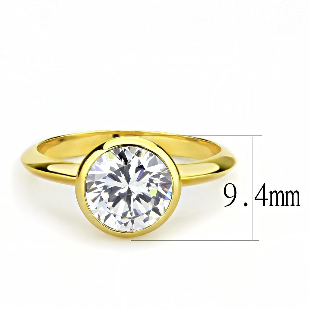 MA3W1485 - Gold Brass Ring with AAA Grade CZ  in Clear