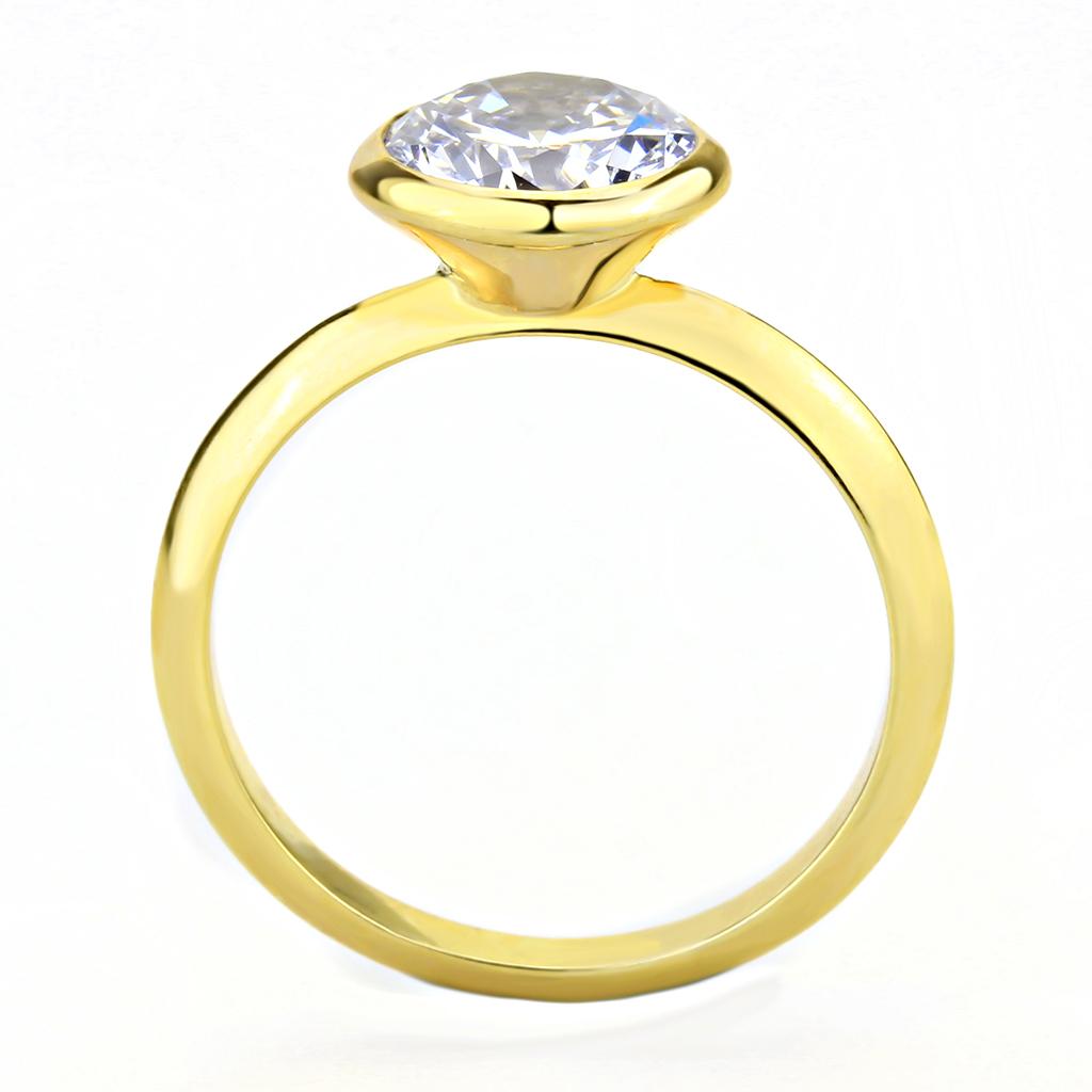 MA3W1485 - Gold Brass Ring with AAA Grade CZ  in Clear