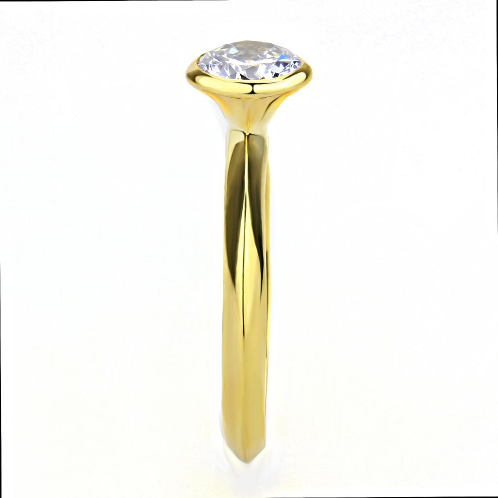 MA3W1485 - Gold Brass Ring with AAA Grade CZ  in Clear