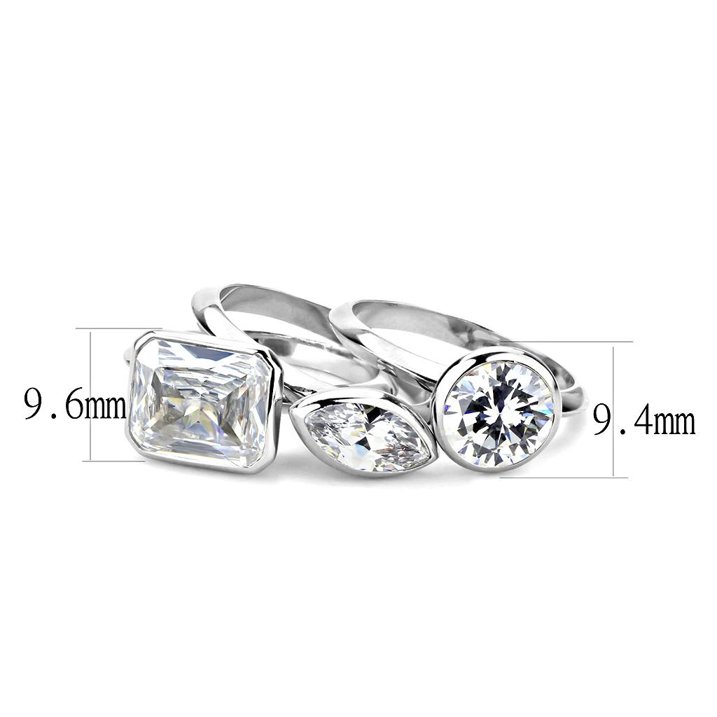 MA3W1486 - Rhodium Brass Ring with AAA Grade CZ  in Clear