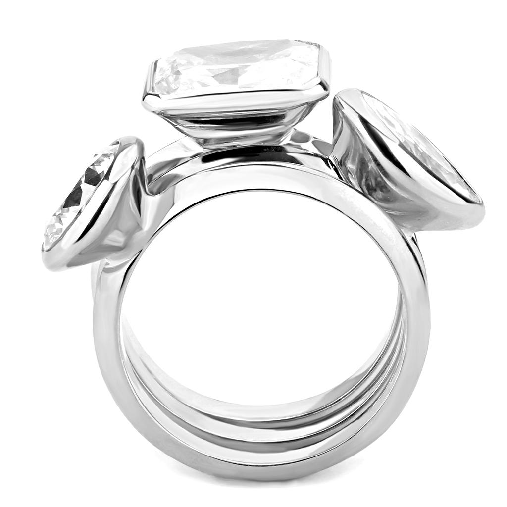 MA3W1486 - Rhodium Brass Ring with AAA Grade CZ  in Clear