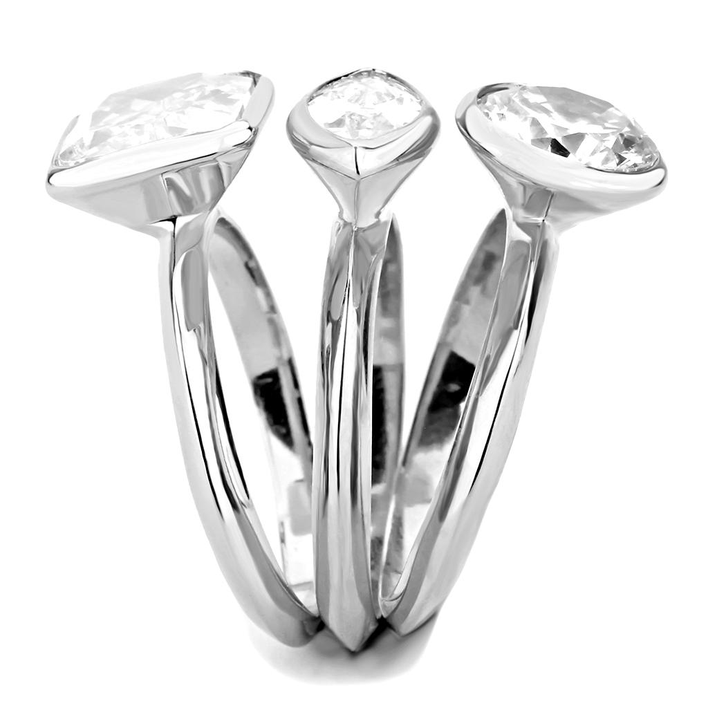 MA3W1486 - Rhodium Brass Ring with AAA Grade CZ  in Clear