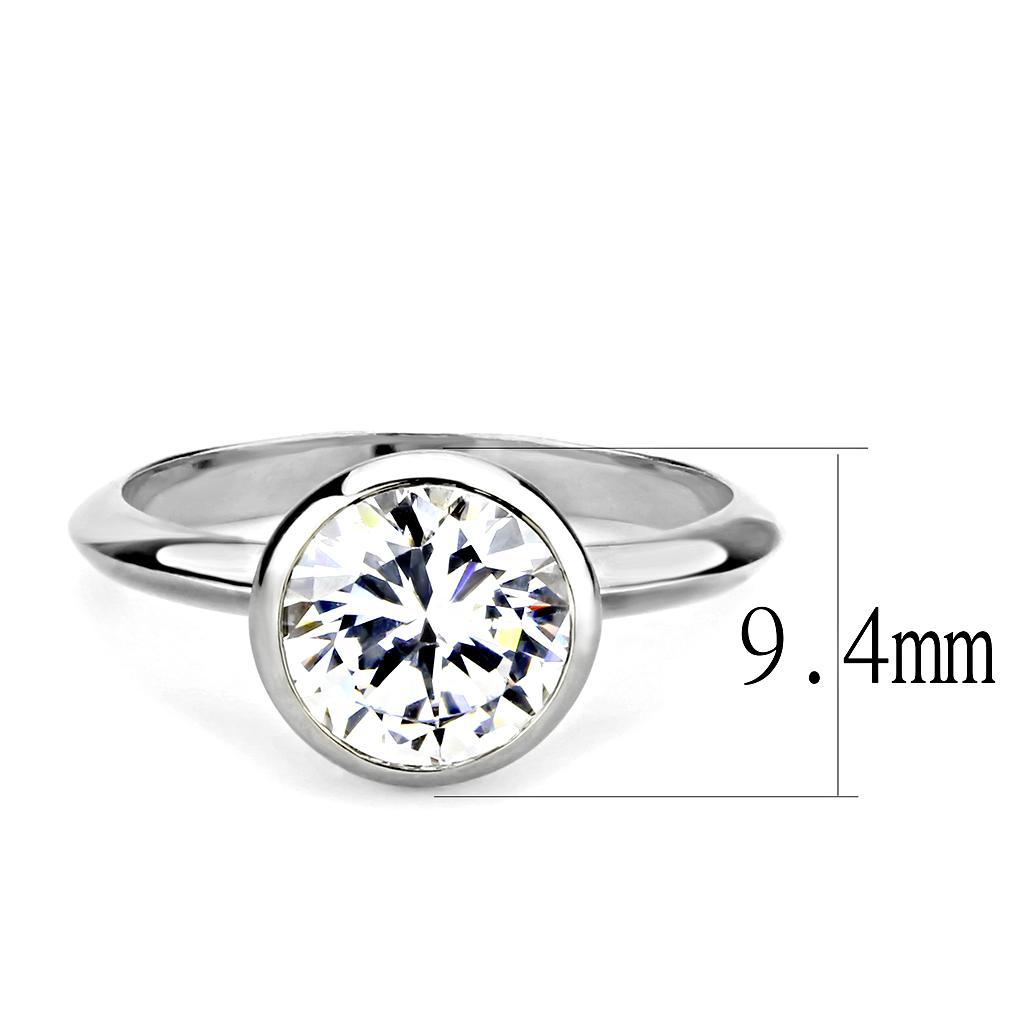 MA3W1487 - Rhodium Brass Ring with AAA Grade CZ  in Clear