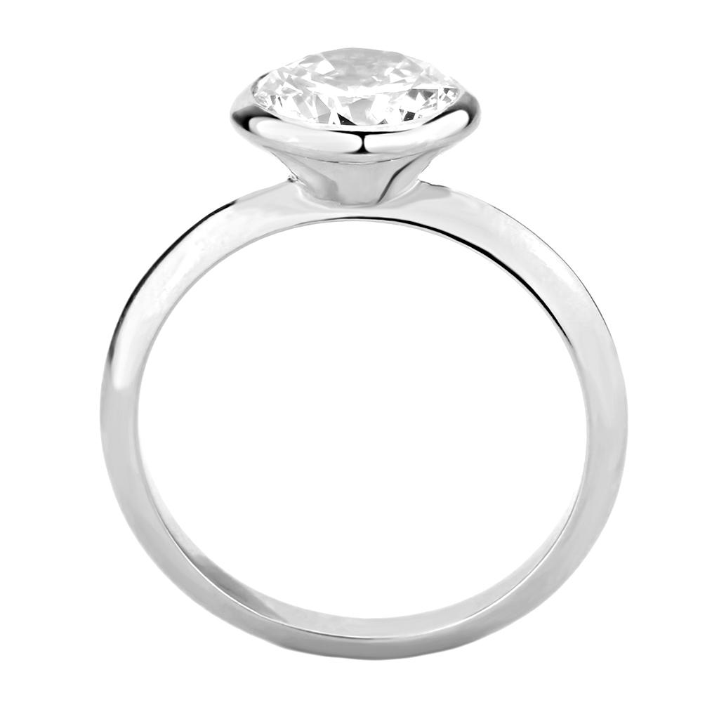 MA3W1487 - Rhodium Brass Ring with AAA Grade CZ  in Clear